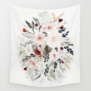 Watercolor Bouquet Floral Tapestry